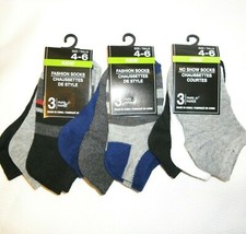 Socks 9 Pairs No Show Kids Socks Boys Girls Size 4-6 New Blue Gray Black  White