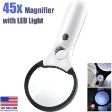 3 LED Light 45X Handheld Magnifier Reading Magnifying Glass Lens Jewelry Loupe