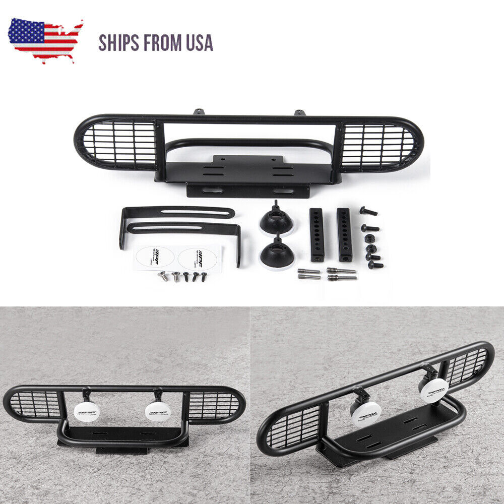 CNC Alloy Front Bumper With Led Light Guard For RC4WD D90 D110 1&sol;10 RC Crawler