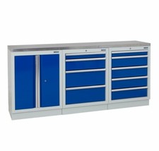 BiDUG Modular Garage Storage System Workbench 2041mm W Stainless Worktop