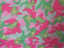 Oakhurst Fabrics HAPPY Pink CAMO FROGS 1 2/3 Yards