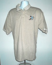 Tazmanian Devil Taz golfing Polo Shirt Mens XL tan cotton Warner Bros