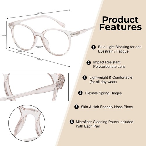 OWL Lente Transparente Antideslumbramiento Digital Fatiga Ocular Luz Azul Gafas para Unisex - Paquete de 3 - Imagen 6 de 64