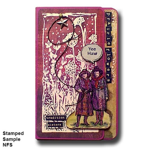 Wood Mounted Rubber Stamp, TWO COWGIRLS, Rodeo, Western, Friends, Cowboy, Hat, 2 - Picture 5 of 6