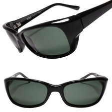 Funky Indie Aesthetic Rare Genuine Vintage Green Lens Rectangle Black Sunglasses