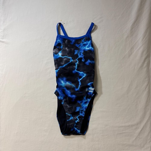 Speedo Bathing Suit Girl's 5-6 Swim 24 Endurance Energy Volt Flyback Pool Beach - Picture 2 of 6