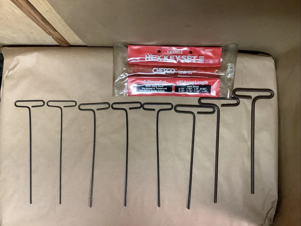 1989 CHESCO 82334 8pc T-Handle Hex Key Set In Clear/Red Case - Black/Brown - Image 4 of 4