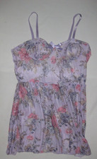 Shein floral print sheer mesh babydoll S pastel purple nip kawaii