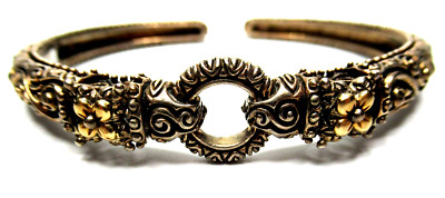 Barbara Bixby Sterlingsilber 925 18K Gold Blume aufklappbares Armreif Armband 6,25''