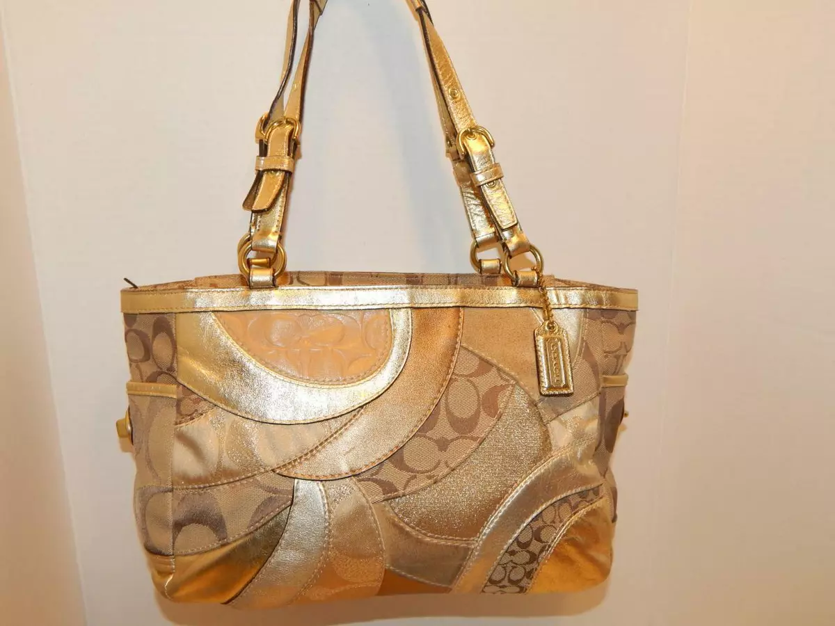 Gold coach best sale tote