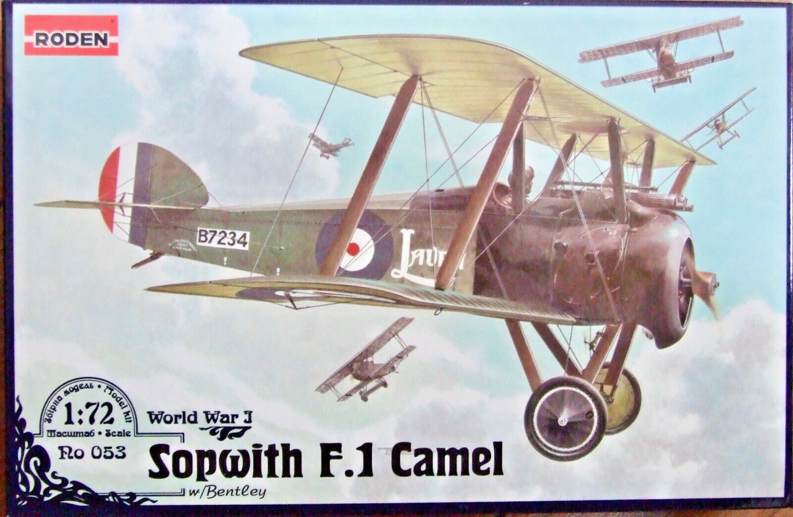 RODEN 1/72 SOPWITH F.1 CAMEL w/Bentley 053 WWI British fighter