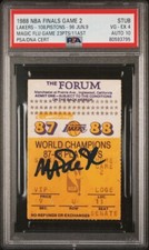 MAGIC JOHNSON FLU GAME 1988 NBA FINALS GAME 2 TICKET LAKERS/PISTON PSA 4 AUTO 10