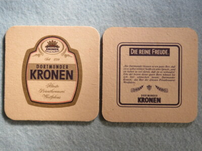 Beer Bierdeckel COASTER ~ Brauerei DORTMUNDER Kronen Bier ~ Westfalens, GERMANY