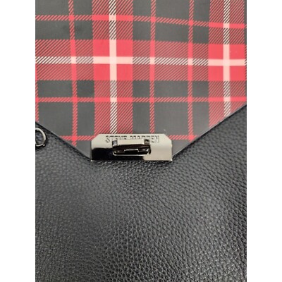 Steve Madden Large Faux Leather Black/Red Black Plaid Back  display picture 3
