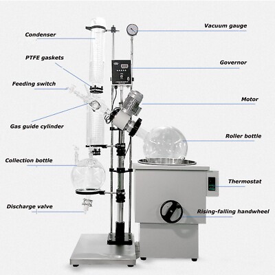 1 PC 10L Lab Rotary Evaporator Rotavapor Digital Heating Bath Test Machine 110V