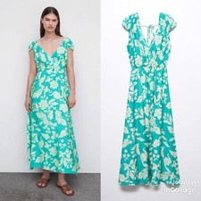 Mango Floral wrap neckline dress
