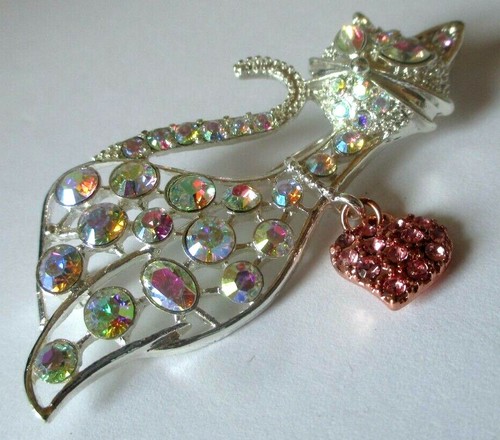 Grande Broche Chat Vintage Couleur Or Effet Diamanté - Bijou Femme