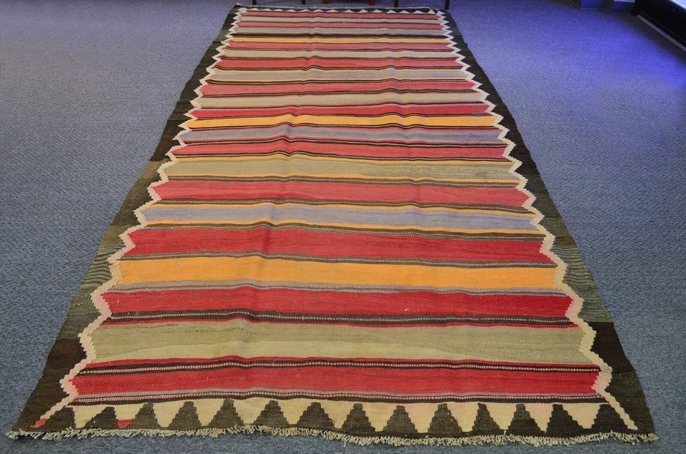Alfombra Kilim Runner de Lana Tradicional Hecha a Mano Tejido Plano Oriental De Colección 5x12 Foto 2 de 4