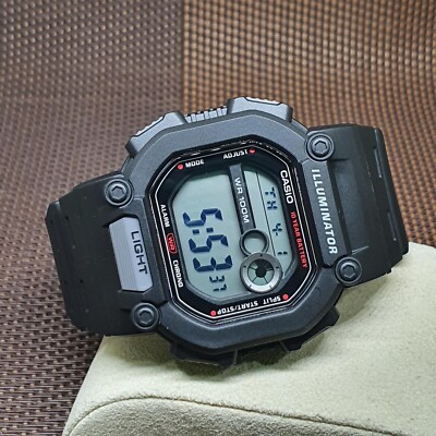 Casio W-737H-1A Black Digital Resin Alarm Light Stopwatch Sporty