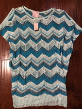 Romeo and Juliet Couture Mesh Top Turquoise. Size: M. USA Made $108