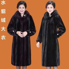Cappotto pelliccia visone donna lungo mamma invernale caldo pelliccia visone spesso sopra il ginocchio cappotto