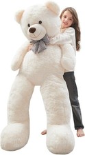 White 55" Giant Teddy Bear Toy Big Teddy Bear Stuffed Animal Plush Toy Gift