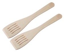2 x 12" (300mm) Beechwood Wooden Slotted Spatula, Cooking, Baking, Decorating UK