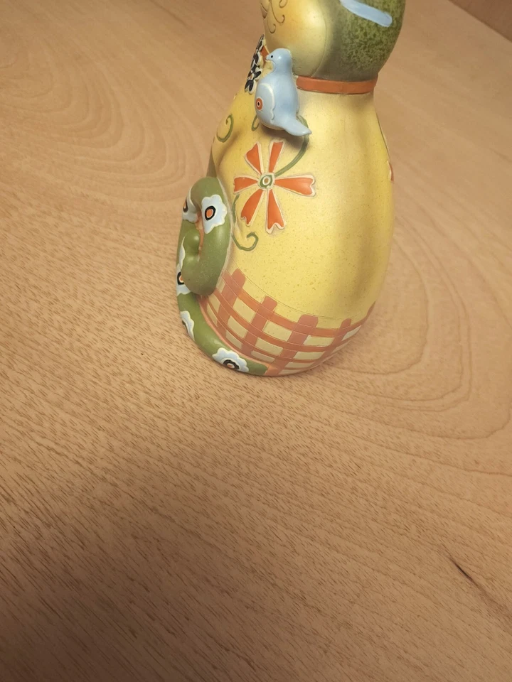 Кошка птица фигурка причудливый страны стиль зеленый желтый домашний декор поли камень - Изображение 4 из 4