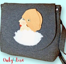 Artisan Created Appliqué Of Art Deco Woman Shoulder Bag Or Cross Body Handbag