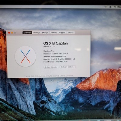 Apple A1276 MacBook Pro i7-2720QM  4 GB RAM 500 GB HDD Mac OS X 10.11El Capitan