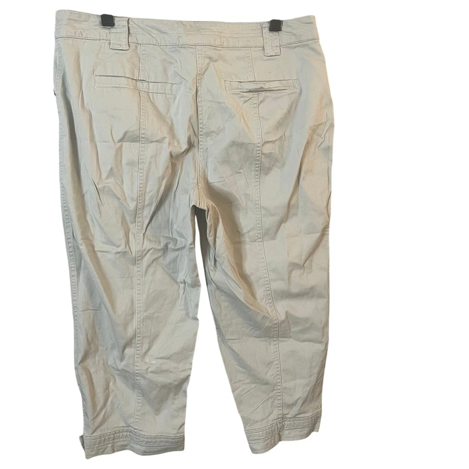 JMS Just My Size Capri Pants Womens 16W Beige Casual Button Hem Plus - Image 2 of 4