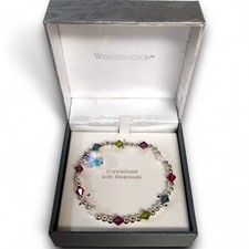 Heart Multicolor Multi Gem Adjustable Bracelet Made With Swarovski Crystals