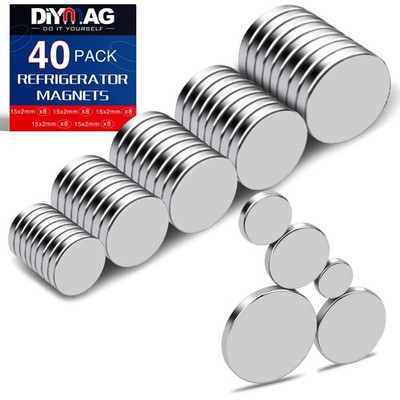 DIYMAG Small Rare Earth Magnets, 40 Pack, 5 Sizes - Neodymium Magnets for