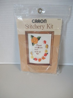 Caron  Stitchery Kit Friends Are Flowers/Garden of Life Stamped  Wool 5 x 7 KIT