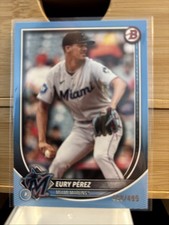 Eury Perez 2025 BOWMAN Sky Blue Paper  #'d /499 Color Match - Miami Marlins