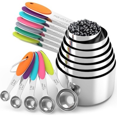 Measuring Cups and Spoons Set, Stainless Steel, Kitchen Utensils for Cooking