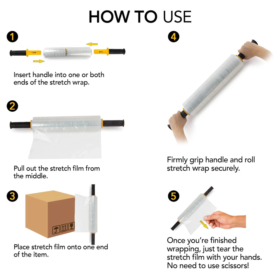 15 Inch Clear Stretch Wrap Roll with Handles (1 Roll-1000 Feet) Heavy Duty Shrin - Image 4 of 4