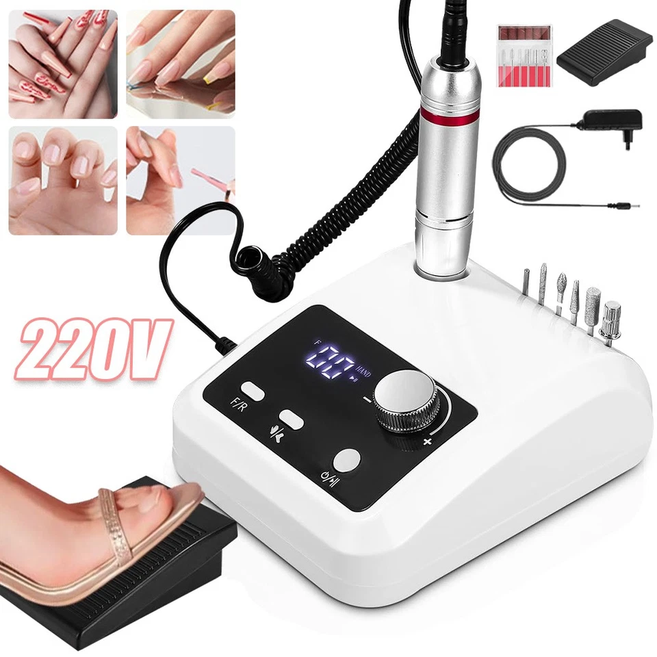Elektrische Nagelfräser 45000 U/min Nagelfeile Maniküre Profi Pediküre Set Bits - Bild 2 von 4