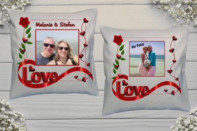 Kissen 40x40 eigenem Foto Liebe Herz Valentinstag Name personalisiert Geschenk