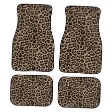 Leopard Print Car Floor Mats Universal Abstract Cheetah Pattern Wild Brown