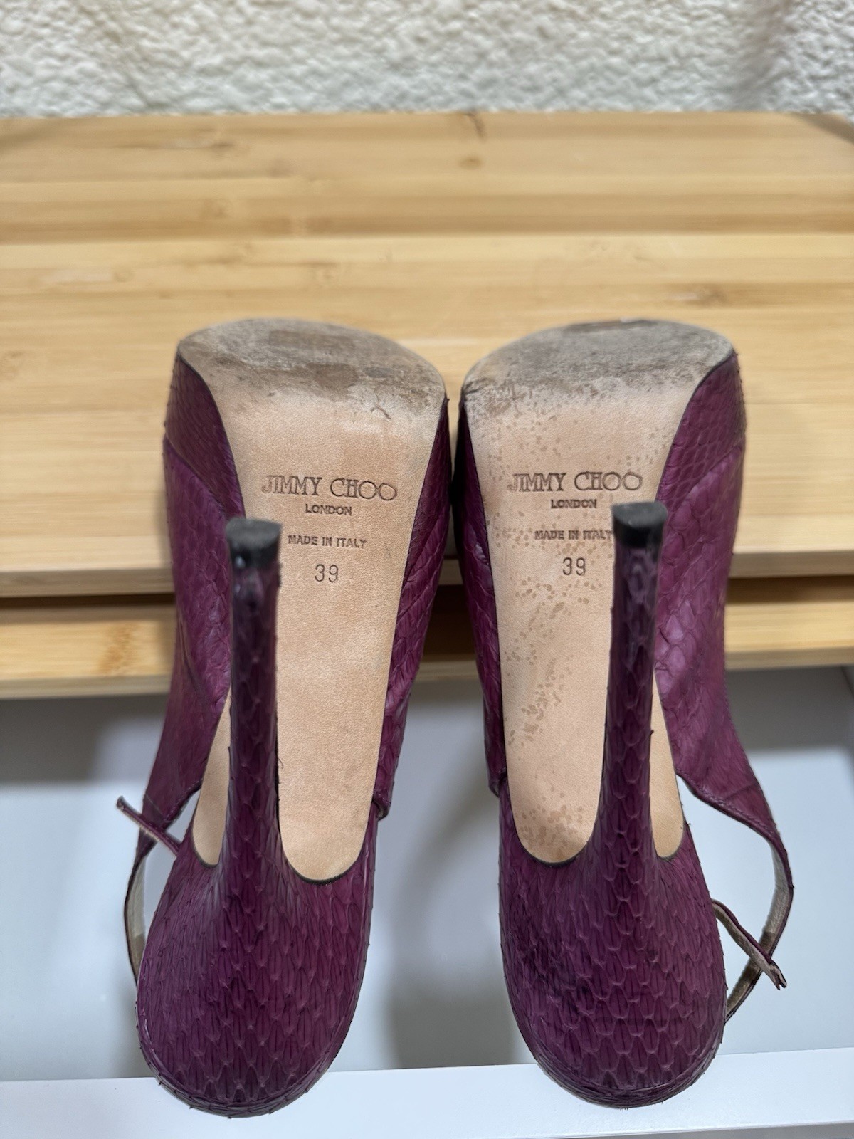 Jimmy Choo Purple  Snakeskin Python Platform Slin… - image 5