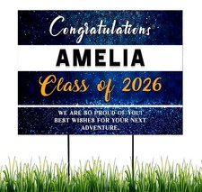 Personalized Graduation Yard Sign Name Class of 2026 Congrats Grad Banner