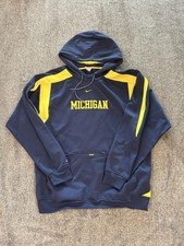 Michigan Wolverines Sweatshirt Mens Large Blue NCAA Football Hoodie Nike Therma