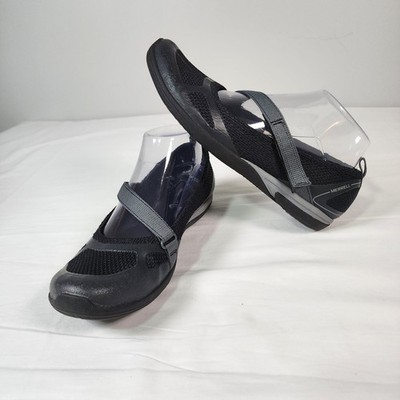 Merrell Shoes Women's 7.5 Black Flats Ceylon Sport Preformance Hook & Loop Strap