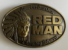 VINTAGE RED MAN CHEWING TOBACCO BELT BUCKLE 1988 FREE SHIPPING