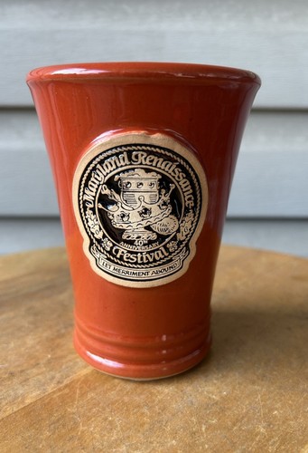2016 Maryland Renaissance Festival 40th Anniversary Orange Pottery Tumbler Cup