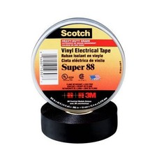 T966088 Black 3M Super 88 Electrical Tape, 8.5 mil, 1 1/2" x 44' Pack of 100 