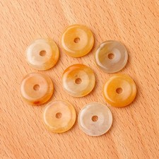 10pcs Natural Yellow Jade Stone Large Hole Circle Beads Pendants DIY 12mm