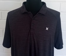 Hurley Polo Shirt Men's L Large Black Logo Lightweight Polyester