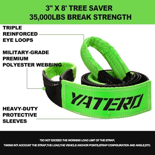 Off Road Recovery Kit, 10 Ton Heavy Duty Snatch Block Pulley and 3" x8' Tree 